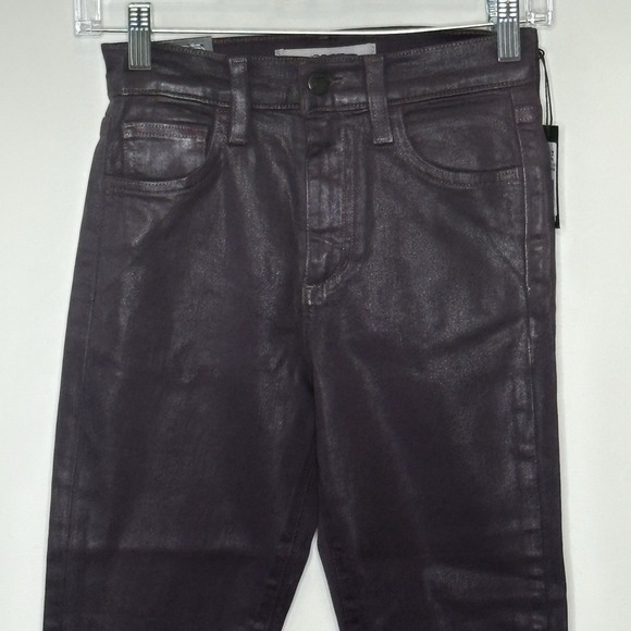 Joe's Jeans High Rise Skinny Ankle Jeans 23 Plum Coated Metallic Stretch Purple - Picture 2 of 12